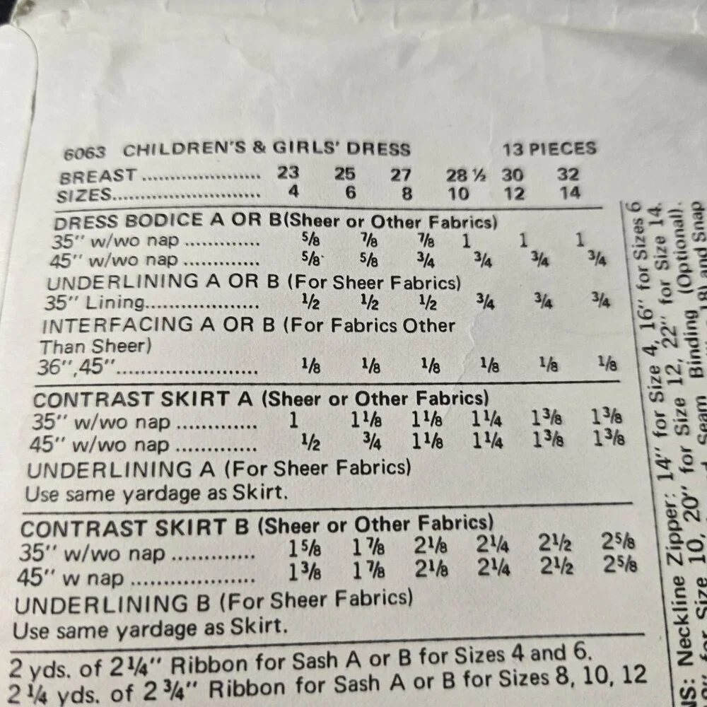 Butterick 6063 sewing pattern Girls dresses Size 8 Breast 27 inches CUT 70s